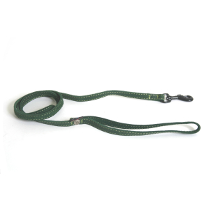Laisse en cuir - Huilé piqué - 1m - 1cm - vert