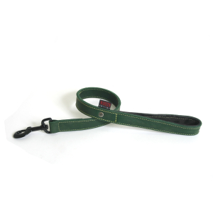 Laisse en cuir - Huilé piqué - 70cm - 2.5cm - vert
