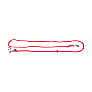 Laisse multiposition en nylon - Classique Rond -  1m15/1m90 - 1.1cm - rouge