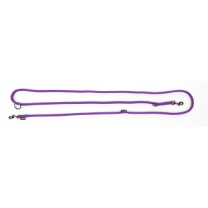 Laisse multiposition en nylon - Classique Rond - 1m15/1m90 - 1.1cm - mauve