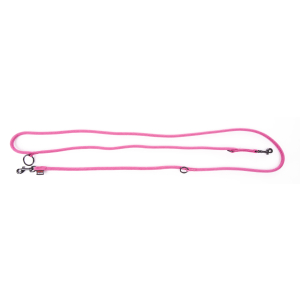 Laisse multiposition en nylon - Classique Rond -  1m15/1m90 - 1.1cm - rose
