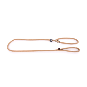 Laisse éducation avec collier en nylon - Classique Rond - 1m80 - 1.3cm - beige
