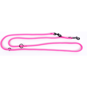 Laisse multiposition en nylon - Classique Rond -  1m15/1m90 - 0.9cm - rose fluo