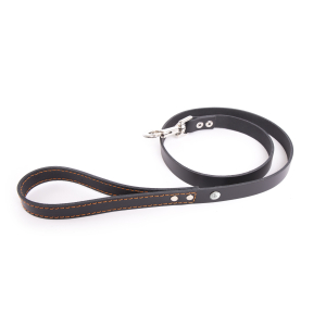 Laisse en cuir - Flash - 1m - 1.9cm - noir/orange