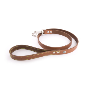 Laisse en cuir - Flash - 1m - 1.9cm - marron/jaune