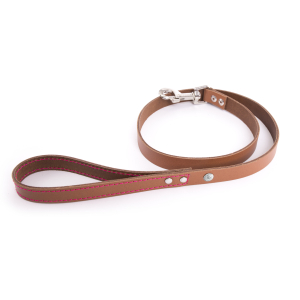 Laisse en cuir - Flash - 1m - 1.9cm - marron/rose