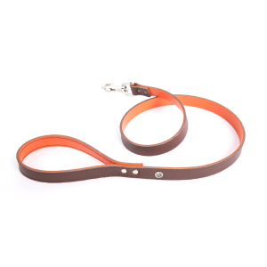 Laisse en cuir - Allure - 1m - 1.9cm - marron/orange