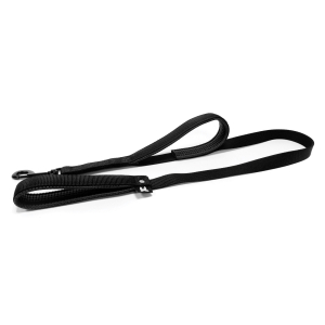 Laisse en nylon confort double poignée - 1m20 - 2.5cm - noir