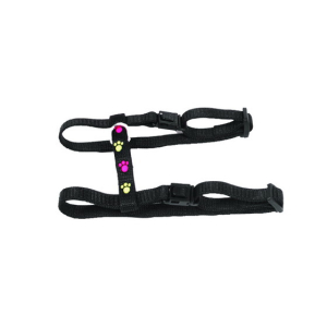 Harnais chat en nylon - Pattes de chat - 35/50cm - 1cm - noir