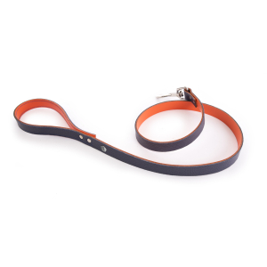 Laisse en cuir - Allure - 100cm - 1.9cm - gris/orange