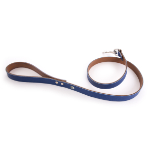 Laisse en cuir - Allure - 1m - 1.9cm - bleu/cognac