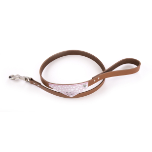 Laisse en cuir - Miami - 1m - 1.9cm - rose/cognac