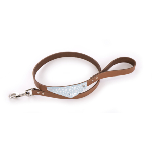 Laisse en cuir - Miami - 1m - 1.9cm - bleu/cognac