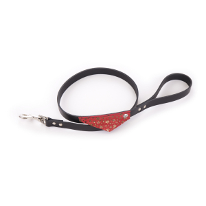 Laisse en cuir - Miami - 1m - 1.9cm - rouge/noir