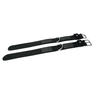 Collier en cuir - Petits clous - <5cm - 3.5cm - noir