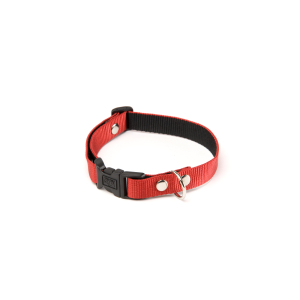 Collier en nylon - Bicolore - S - 22.5/40cm - 1.5cm - rouge/noir