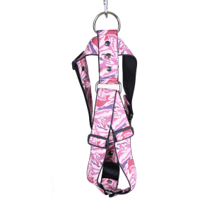 Harnais en nylon - Camouflage - 65/100cm - 4cm - rose