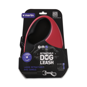 Laisse enrouleur sangle - 2 soft - XL - 8m - rouge