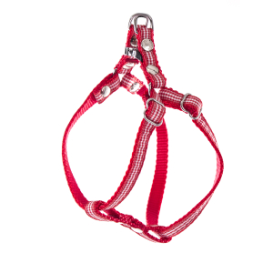 Harnais en nylon - Vichy - 35/45cm - 1.5cm - rouge