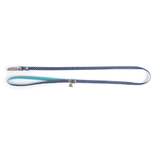 Laisse en nylon - Pois - 100 cm - 1cm - bleu