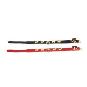 Collier Terrier motif chien en cuir - noir