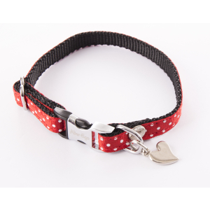 Collier en nylon - Pois - 17/27cm - 1cm - rouge