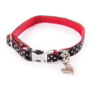 Collier en nylon - Pois - 17/27cm - 1cm - noir