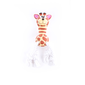 Girafe en vinyle avec corde - Super animal - 19cm - marron