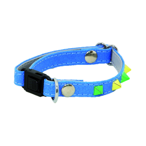 Collier chat en cuir - Glam & color - bleu
