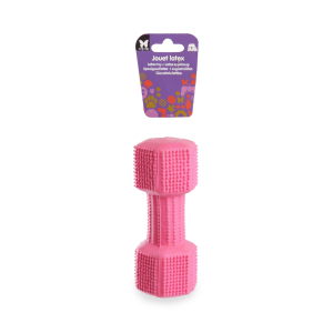 Latex dumbbell with nubs - pink