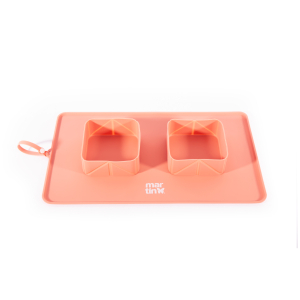 Gamelle double pliable en silicone - Douceur - 600ml - rose