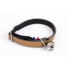 Laisse chaîne avec poignée cuir pour chien - rouge - diam 2mm larg 12mm Long 100cm