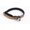 Laisse chaîne avec poignée cuir pour chien - rouge - diam 4mm larg 16mm Long 100cm