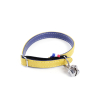 Laisse chaîne avec poignée cuir pour chien - naturel - diam 2,5mm larg 12mm Long 100cm